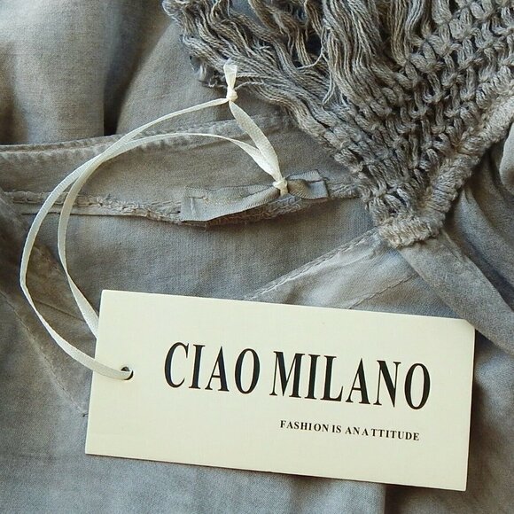Ciao Milano Olive Cinch Waist Fringe Cover Up Dress Vacation Beach NWT One Size - Picture 4 of 4